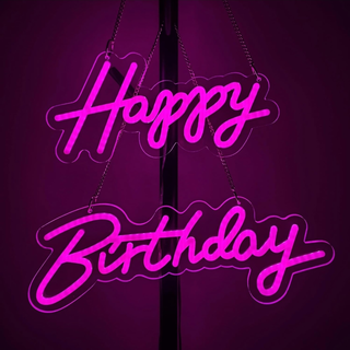 Neon Sign Hot Pink Happy Birthday 37×8"