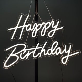 Neon Sign Warm White Happy Birthday 37×8"