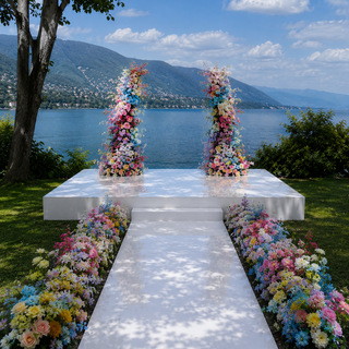 White Mirror Aisle & Stage With Spring Flowers