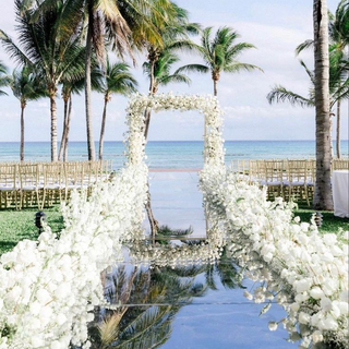 Mirror Aisle Stage with Flower Arch