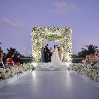 White Aisle Stage with Flower Pavilion 