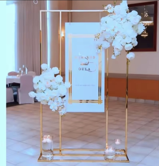 Gold Stand with Board for Welcome Sign